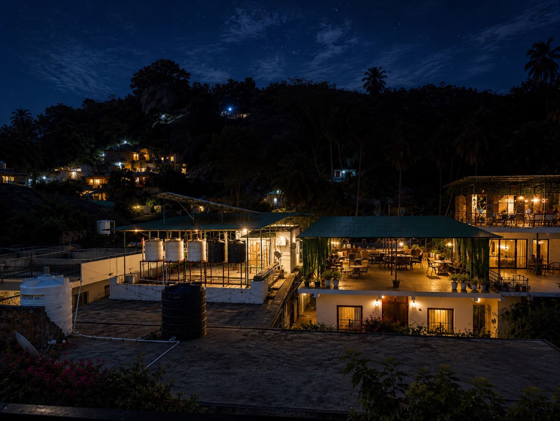 Mount Abu at night, lights scattered across the hillside